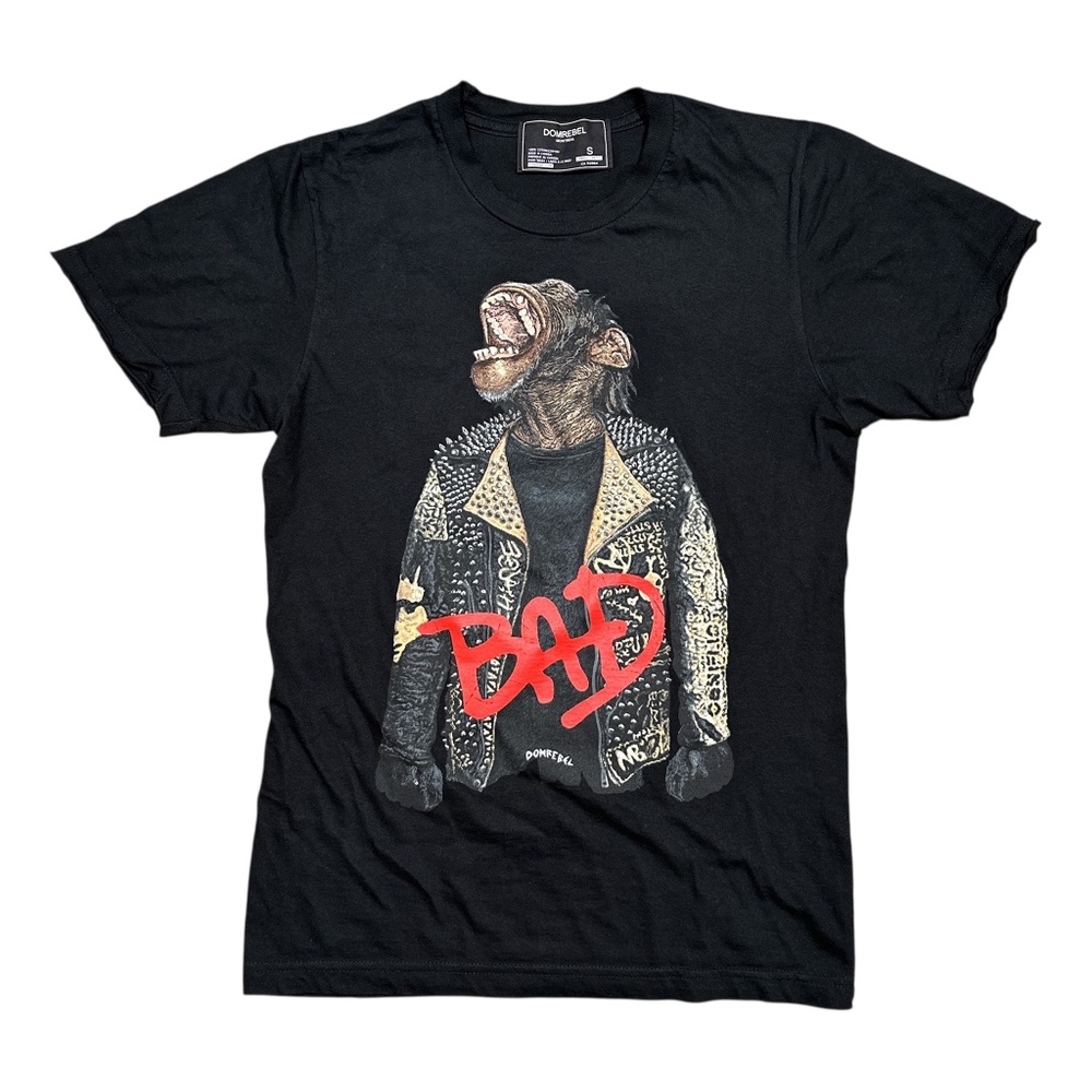 DomRebel Dom Rebel Distressed Raw Hem Bubbles Monkey Bad T Shirt Mens XS/S